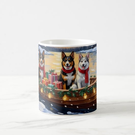 Australischer Tierzüchterhund Weihnachtsboot Urlau Kaffeetasse (Mittel)