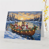 Australischer Tierzüchterhund Weihnachtsboot Urlau Karte (Gelbe Blume)
