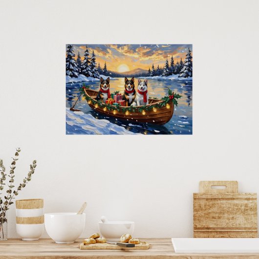 Australischer Tierzüchterhund Weihnachtsboot Urlau Poster (Küche)