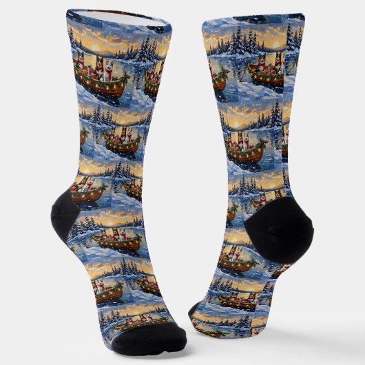 Australischer Tierzüchterhund Weihnachtsboot Urlau Socken (Gewinkelt)