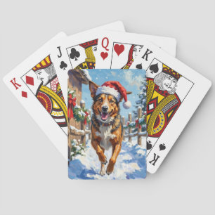 Australischer Tierzuchthund Red Heeler Weihnachten Spielkarten