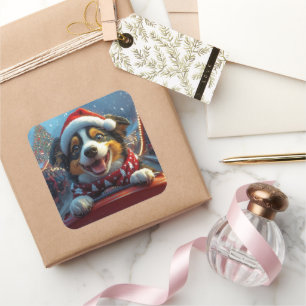 Australischer Treibhund Achterbahn Weihnachten Quadratischer Aufkleber