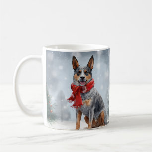 Australischer Treibhund im Schnee Weihnachten Kaffeetasse
