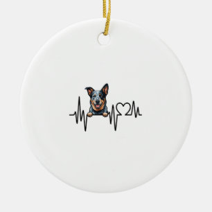 Australischer Tüderhund Herzschlag Ekg Herz Pfote Keramik Ornament