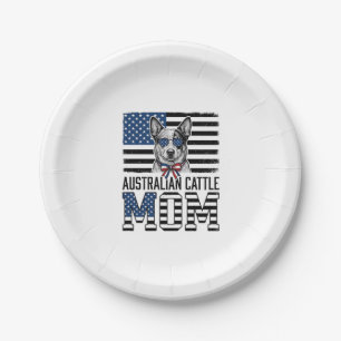 Australischer Tüderhund-Mama-Patriotisches Vintage Pappteller