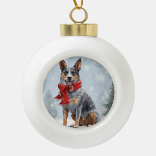 Australischer Türrüde im Schnee Weihnachten Keramik Kugel-Ornament