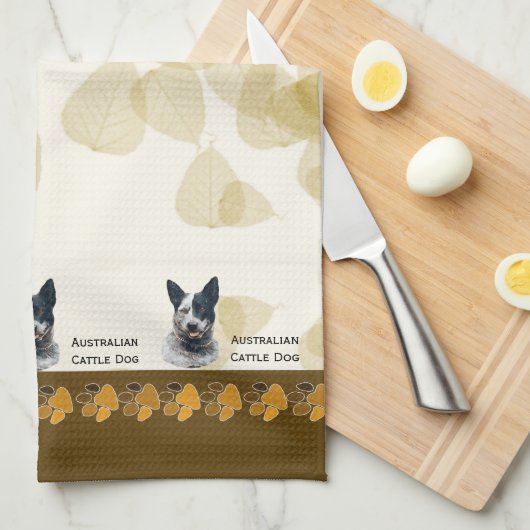Australischer Vieh-Hund TAN verlässt Dishtowel Geschirrtuch (Viertel Falte)