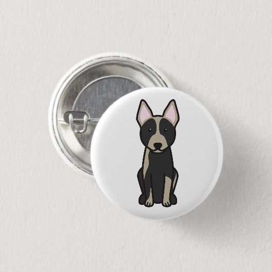 Australischer Vieh-HundeCartoon Button (Vorne & Hinten)