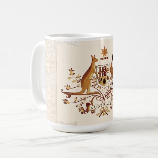 Australischer Wappen - Brauntint Kaffeetasse (Vorderseite Links)