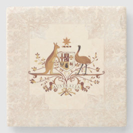 Australischer Wappen - Brauntint Steinuntersetzer