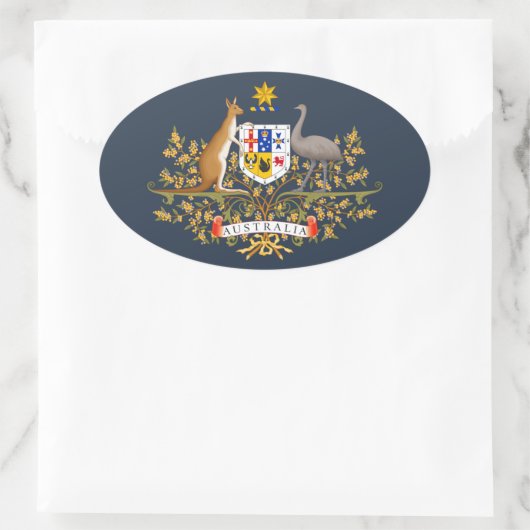 Australischer Wappen Ovaler Aufkleber (Tasche)
