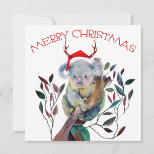 Australischer Weihnachts-Koala-Santa-Hut Rot Grün Karte