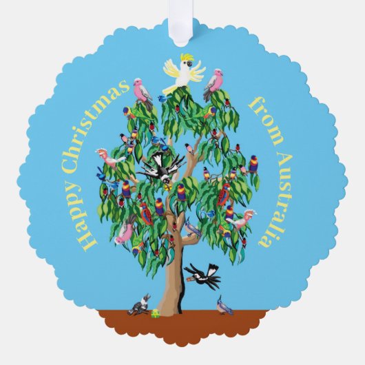 Australischer Weihnachtsbaum mit Vögeln Ornament Karte (Vorderseite)