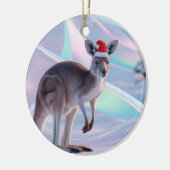 Australischer Weihnachtskangaroo + Santa-Hut-Feier Keramik Ornament (Links)