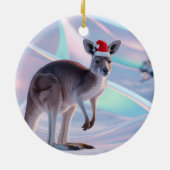 Australischer Weihnachtskangaroo + Santa-Hut-Feier Keramik Ornament (Hinten)