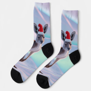 Australischer Weihnachtskänguru – Santa-Hut-Feiert Socken