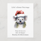 Australischer Weihnachtskoala Postkarte (Vorderseite)