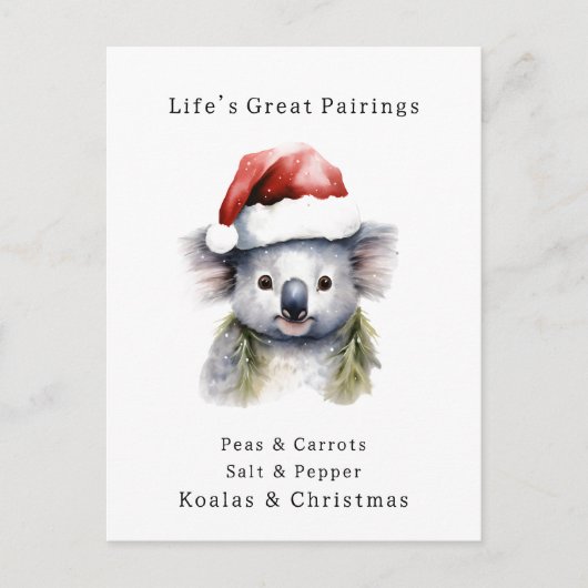 Australischer Weihnachtskoala Postkarte (Vorderseite)