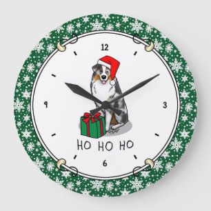 Australischer Weihnachtsschäfer (blauer Merle tan/ Große Wanduhr