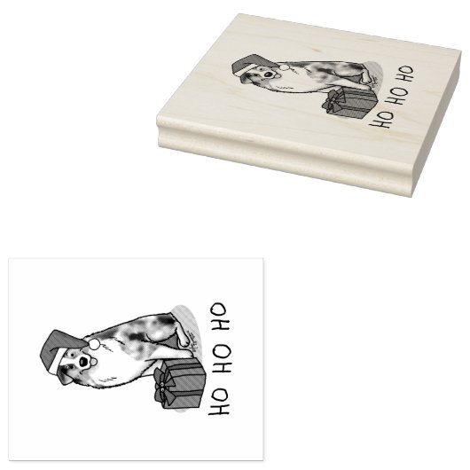 Australischer Weihnachtsschäfer (blauer Merle tan/ Gummistempel (Stempel)