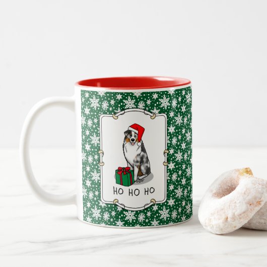Australischer Weihnachtsschäfer (blauer Merle tan/ Zweifarbige Tasse (Mit Donut)