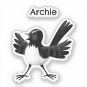 Australischer Willie Wagtail Cartoon Aufkleber (Vorderseite)