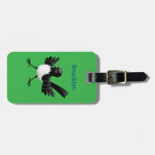 Australischer Willie Wagtail Cartoon Gepäckanhänger (Vorderseite horizontal)