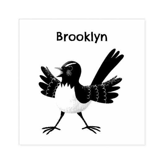 Australischer Willie Wagtail Cartoon Gummistempel (Prägung)