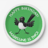 Australischer Willie Wagtail Cartoon Pappteller (Vorderseite)