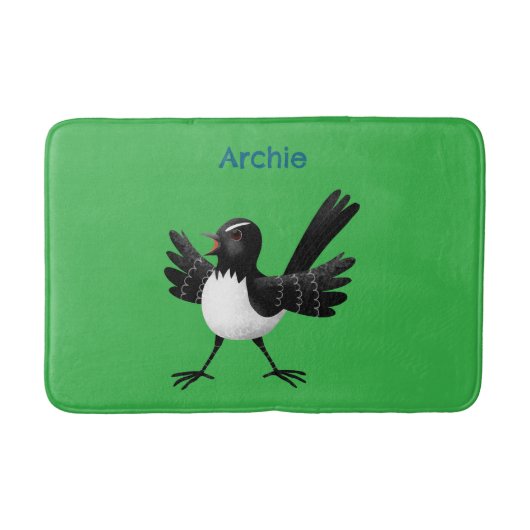 Australischer Willie Wagtail Cartoon personalisier Badematte (Vorderseite)