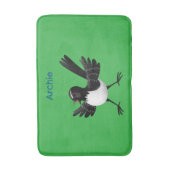 Australischer Willie Wagtail Cartoon personalisier Badematte (Vorderseite Vertikal)