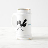 Australischer Willie Wagtail Cartoon personalisier Bierglas (Vorderseite Links)