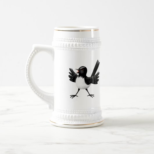 Australischer Willie Wagtail Cartoon personalisier Bierglas (Links)