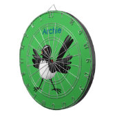 Australischer Willie Wagtail Cartoon personalisier Dartscheibe (Vorderseite rechts)