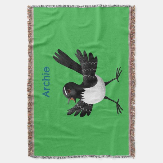 Australischer Willie Wagtail Cartoon personalisier Decke (Vorderseite Vertikal)