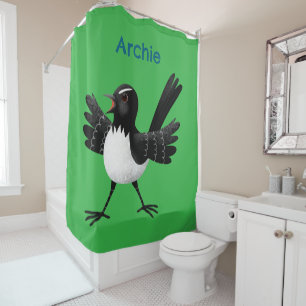 Australischer Willie Wagtail Cartoon personalisier Duschvorhang