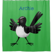 Australischer Willie Wagtail Cartoon personalisier Duschvorhang (Vorderseite)