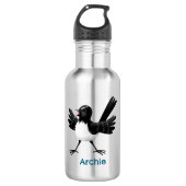 Australischer Willie Wagtail Cartoon personalisier Edelstahlflasche (Vorderseite)
