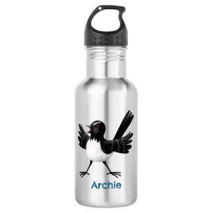Australischer Willie Wagtail Cartoon personalisier Edelstahlflasche