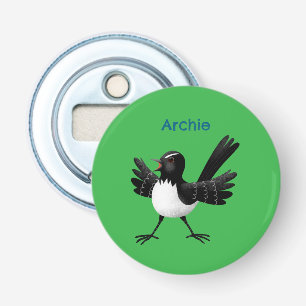 Australischer Willie Wagtail Cartoon personalisier Flaschenöffner
