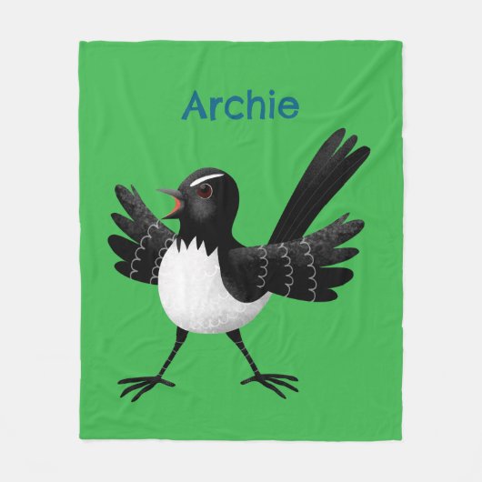 Australischer Willie Wagtail Cartoon personalisier Fleecedecke (Vorderseite)
