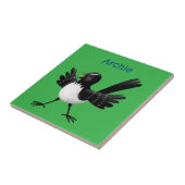 Australischer Willie Wagtail Cartoon personalisier Fliese (Seite)