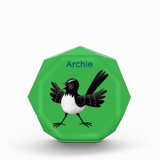 Australischer Willie Wagtail Cartoon personalisier Fotoblock (Vorderseite)