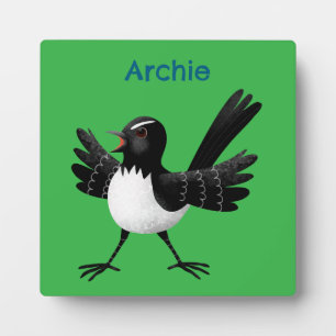 Australischer Willie Wagtail Cartoon personalisier Fotoplatte