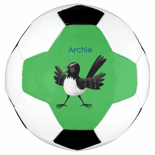 Australischer Willie Wagtail Cartoon personalisier Fußball (Vorderseite)
