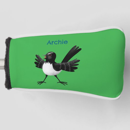 Australischer Willie Wagtail Cartoon personalisier Golf Headcover (Vorderseite)