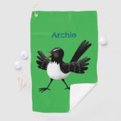 Australischer Willie Wagtail Cartoon personalisier Golfhandtuch (Insitu)