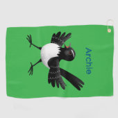 Australischer Willie Wagtail Cartoon personalisier Golfhandtuch (Horizontal)