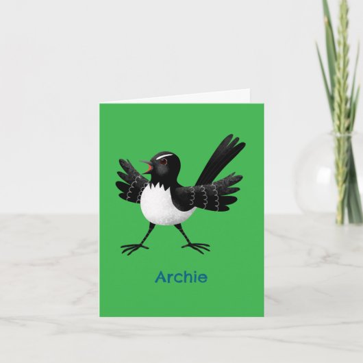 Australischer Willie Wagtail Cartoon personalisier Karte (Vorderseite)