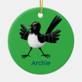 Australischer Willie Wagtail Cartoon personalisier Keramik Ornament (Vorne)